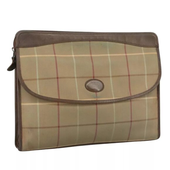 Burberrys Nova Check Clutch Bag Canvas Beige Auth - Picture 12 of 15